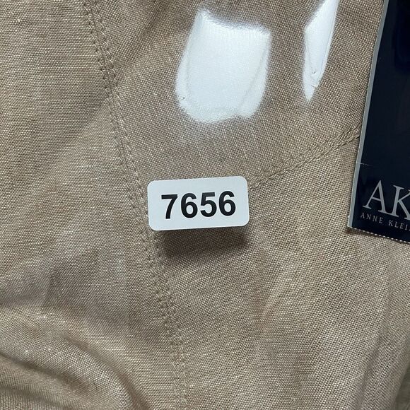 Ak Anne Klein Skirt Womens 16W Beige Linen Lined A Line Side Zip - Picture 9 of 9